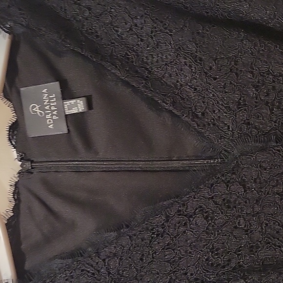 Adrianna Papell Sleeveless Faux Wrap Front Lace Black dress - Picture 4 of 7